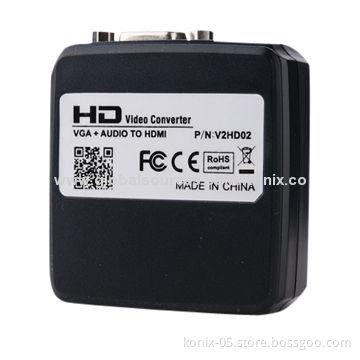 Audio three port VGA + audio to HDMI converter box for family
